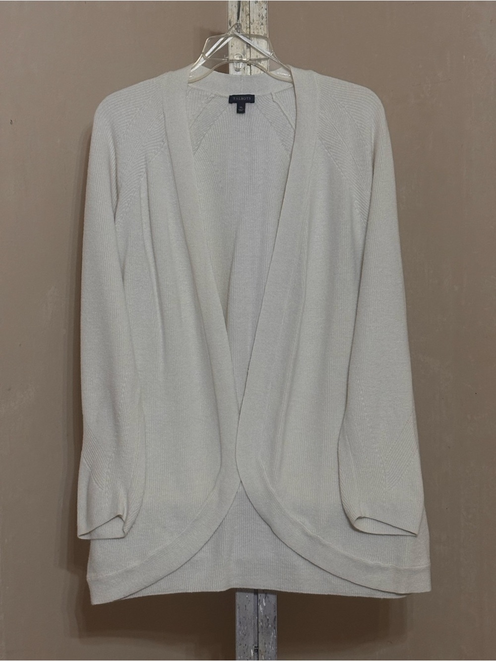 Talbots Cream Open-Front Draped Cardigan Sz XL